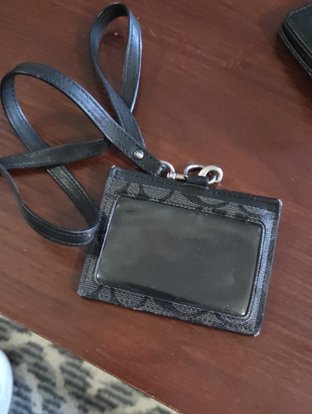 Coach Black ID Badge Lanyard Card Holder